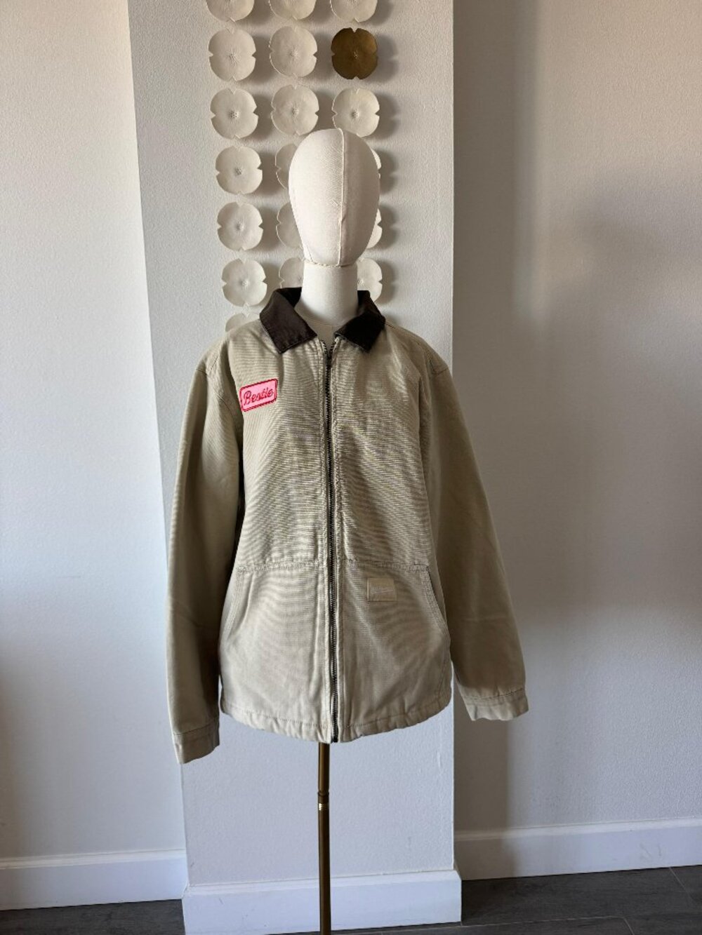 Workwear Chore Jacket Canvas Quilted Lined Tan Utility Jacket Size L NWT - Picture 2 of 7